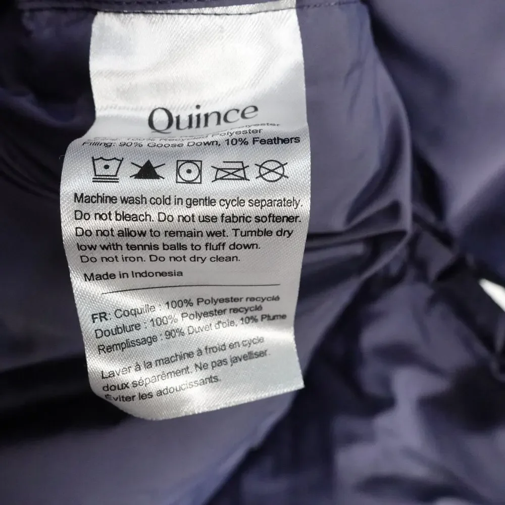 EUC Quince Women's XL Responsible Down Long Puffer Coat Storm Blue $200 Preppy